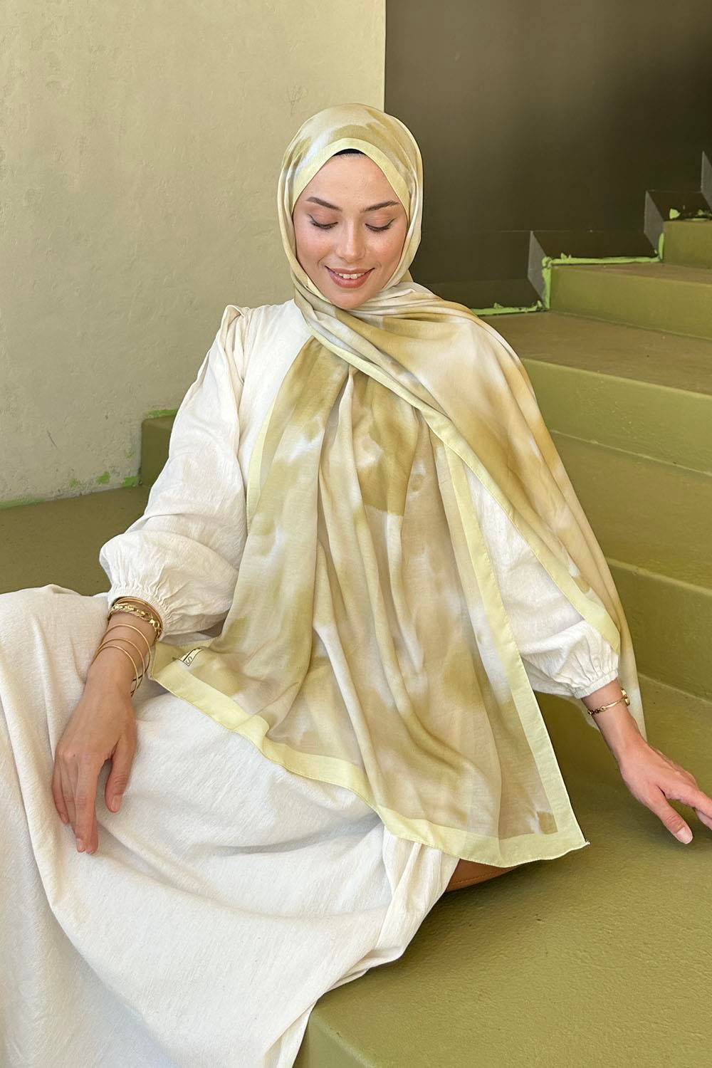 Batik Desen Soft Şal Sarı