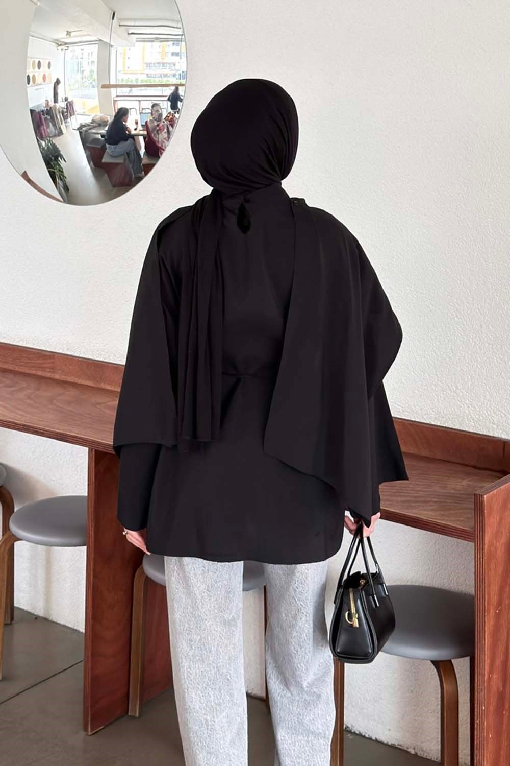 Şallı Bağlama Detaylı Tunik Siyah