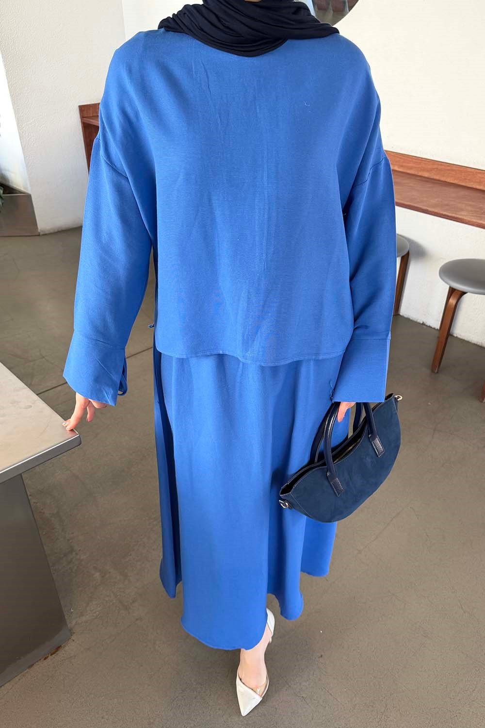 Kol Biye Detaylı Takım Saks Mavisi