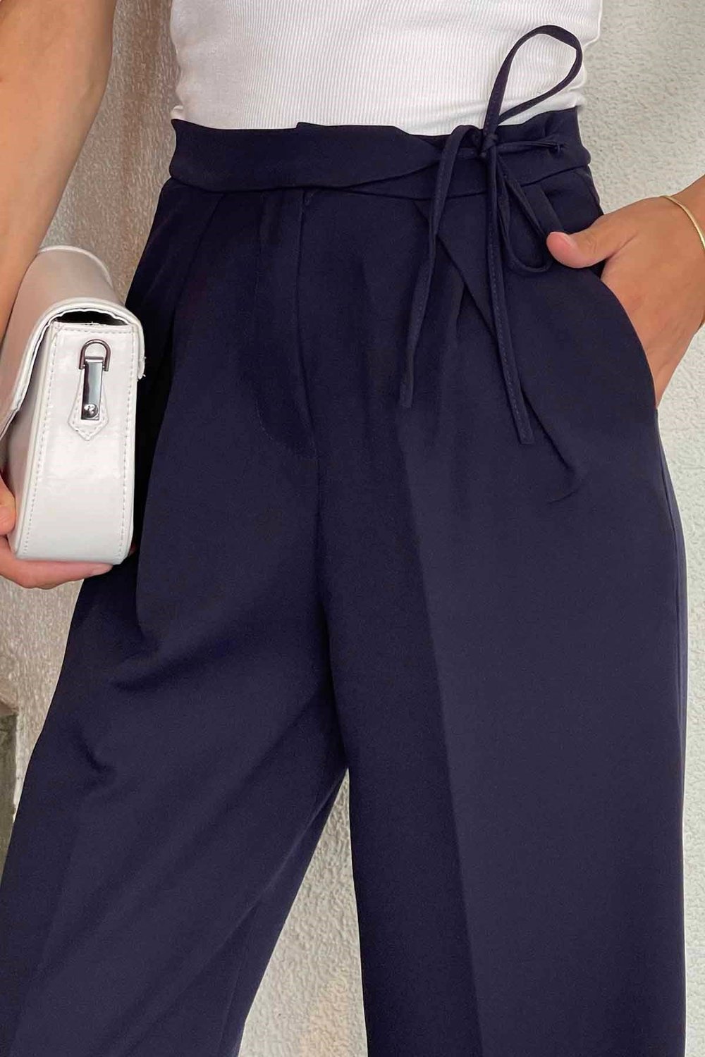 İp Detaylı Pantolon Lacivert