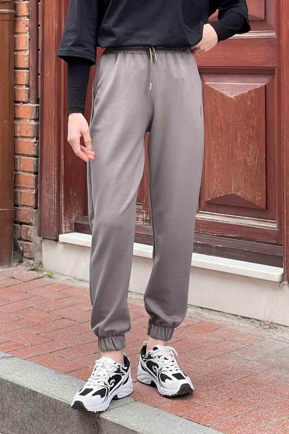 Modal Kumaş Paça Lastik Detay Eşofman Füme
