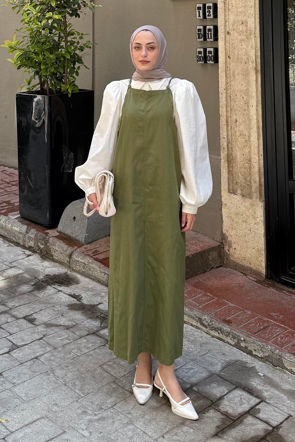 Gabardin Tesettür Jile Haki