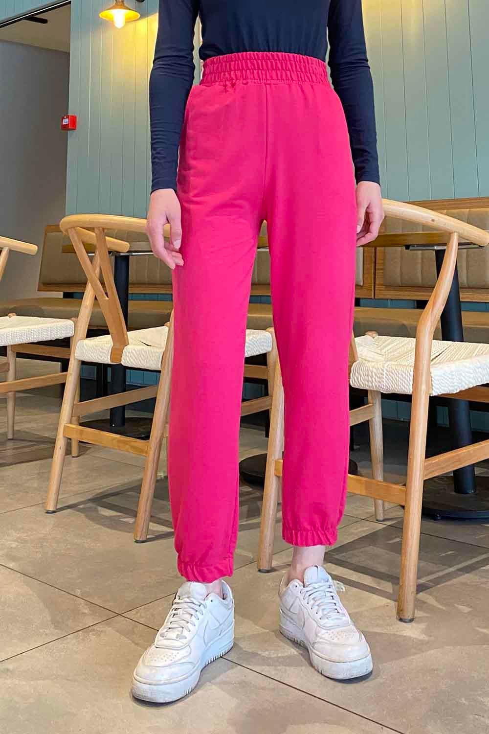 Düz Jogger Eşofman Fuşya