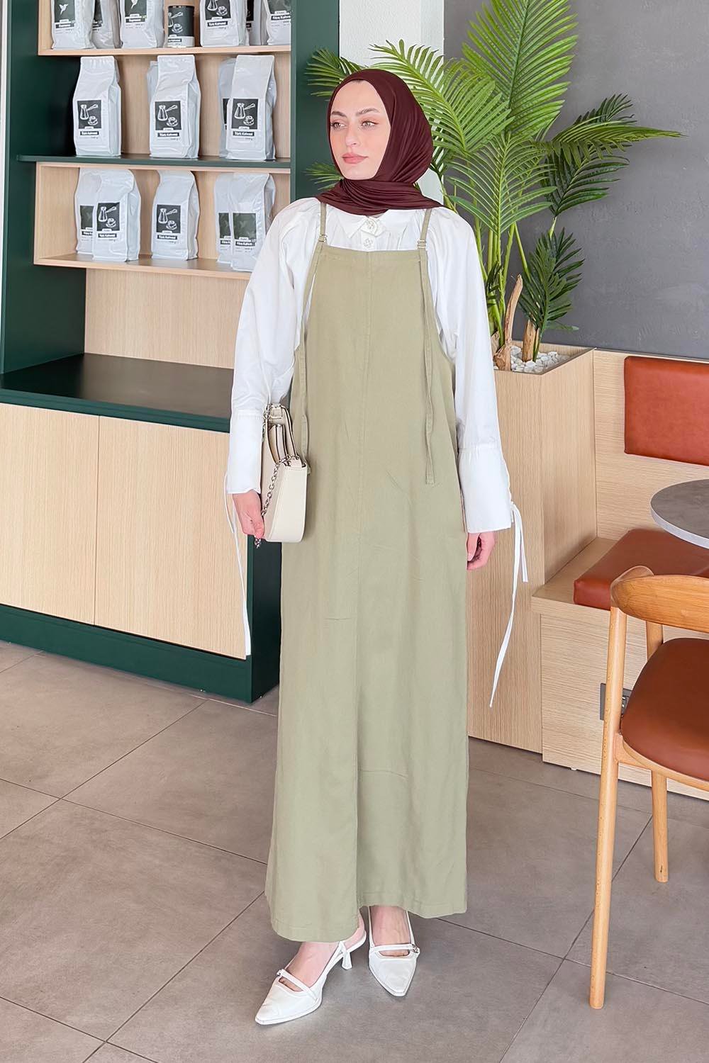 Gabardin Tesettür Jile Çağla Yeşili
