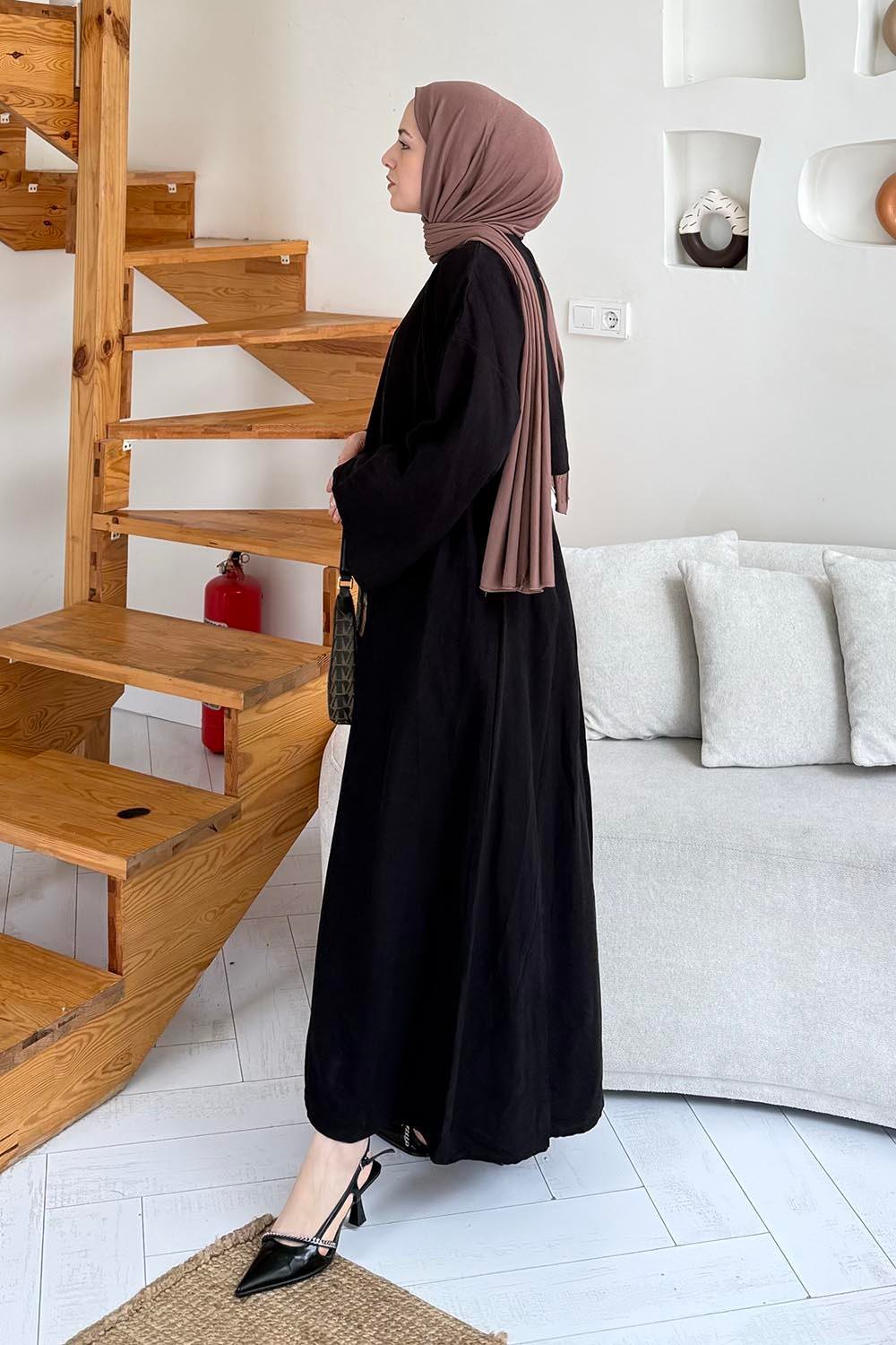 Etekli Tesettür Takım Siyah
