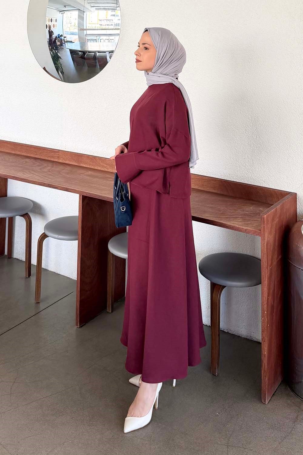 Kol Biye Detaylı Takım Mürdüm