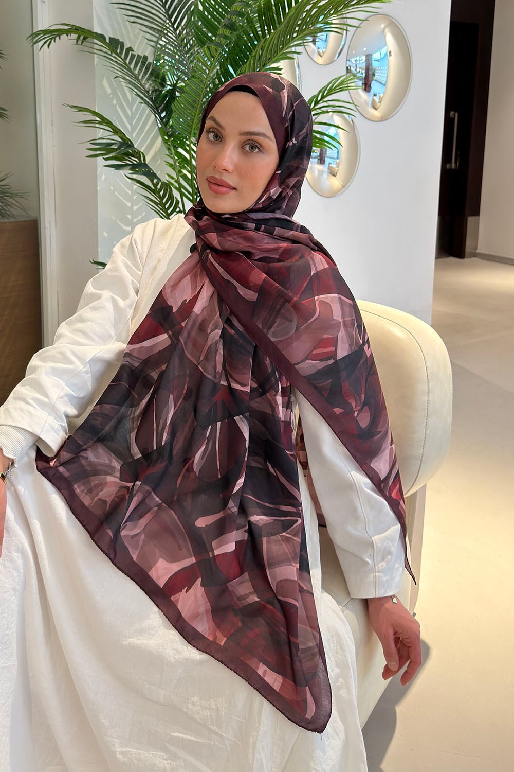 Brush Desen Soft Şal Bordo