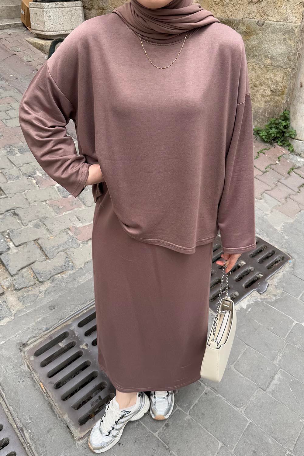 Kristal Etekli Takım Soft Kahve