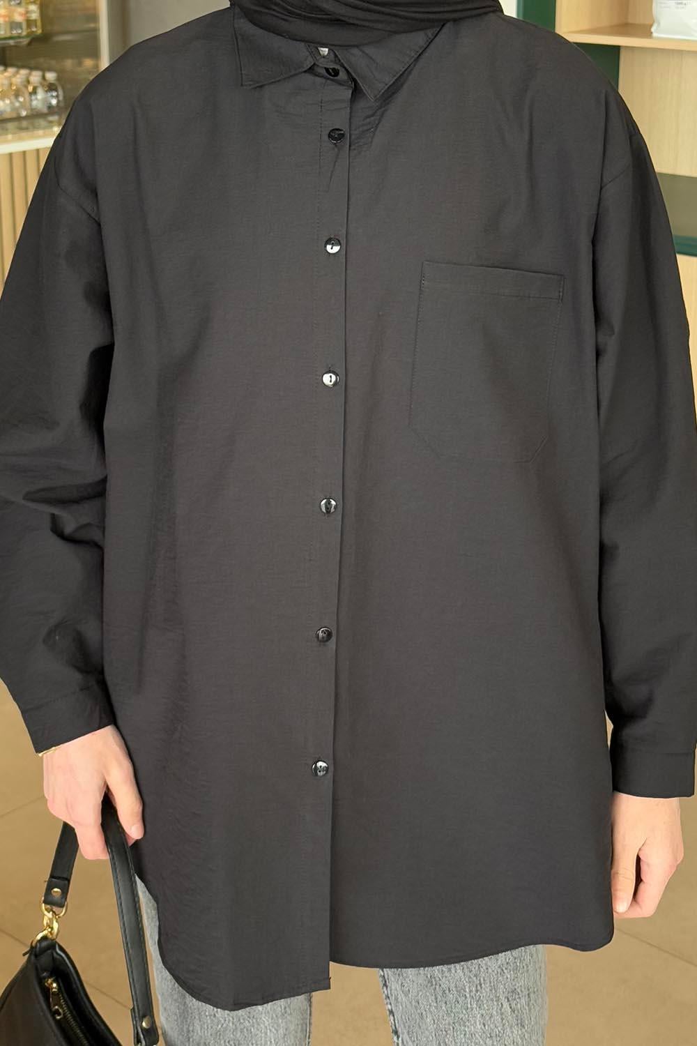 Lena Oversize Gömlek Siyah