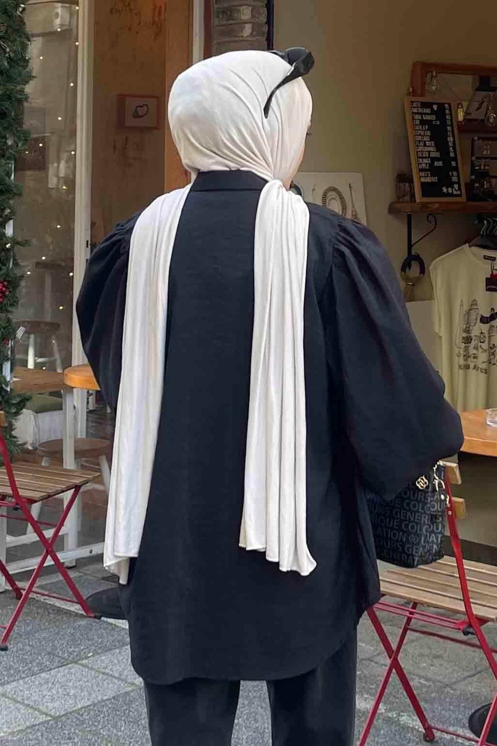 Sedef Balon Kol Gömlek Siyah