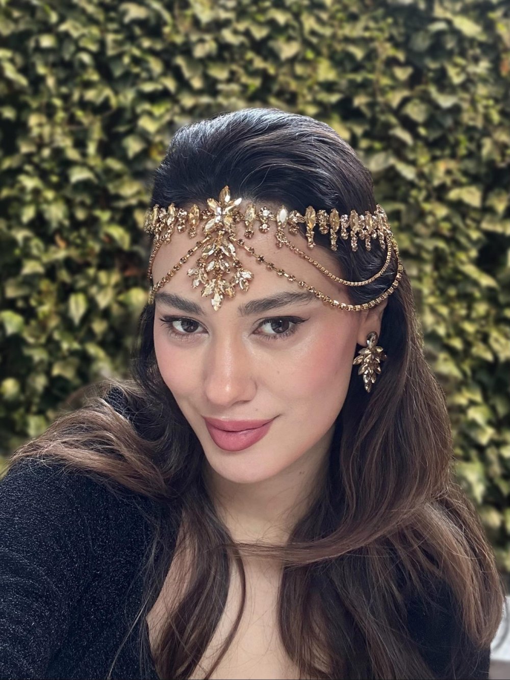 Ala Model Gold Alınlık ve Küpesi
