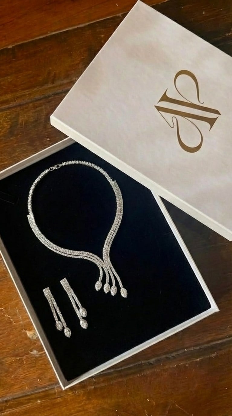 Ava Model Gold Zirkon Kolye Seti