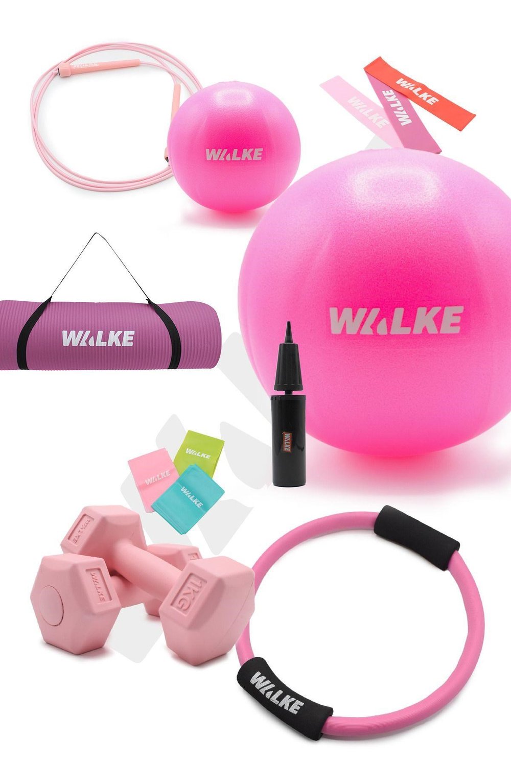 Walke 14 Parça Lüx Pilates Seti 55 Cm Pilates Topu Pilates Matı Pilates Çemberi 2 X 1 Kg Dambıl