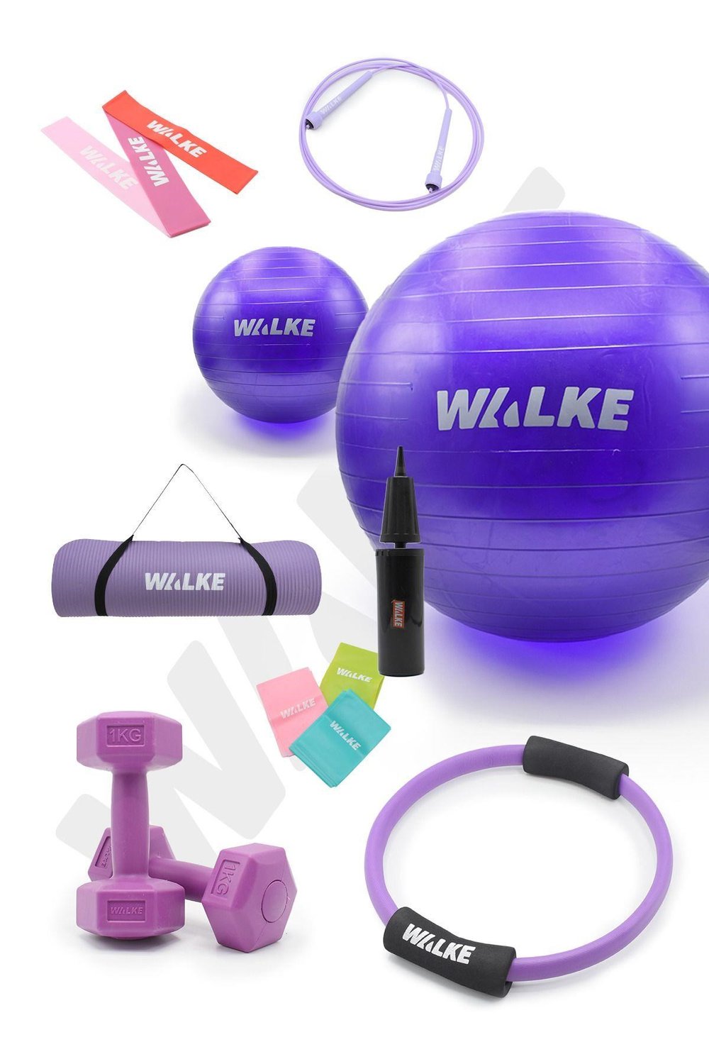 Walke 14 Parça Lüx Pilates Seti 55 Cm Pilates Topu Pilates Matı Pilates Çemberi 2 X 1 Kg Dambıl