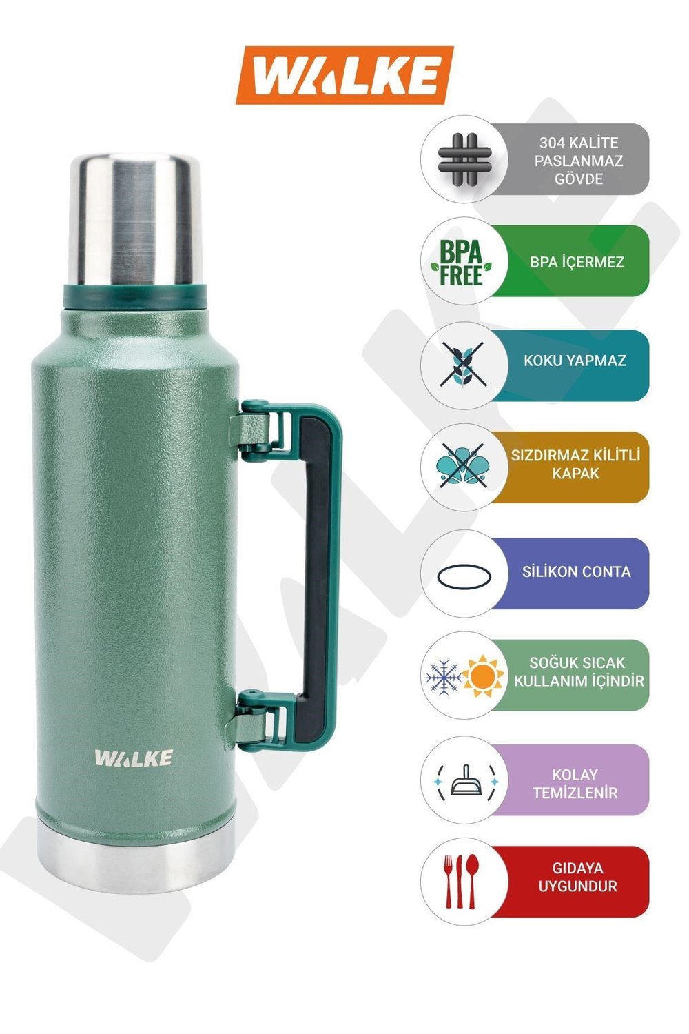 Walke Luxury Vakumlu Çelik Termos 2 Litre