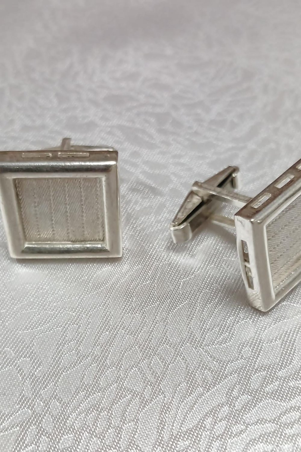 MorKalem 925 Ayar Gümüş Kare 1,5 x 1,5 cm Trabzon Hasırı Kol Düğmesi 