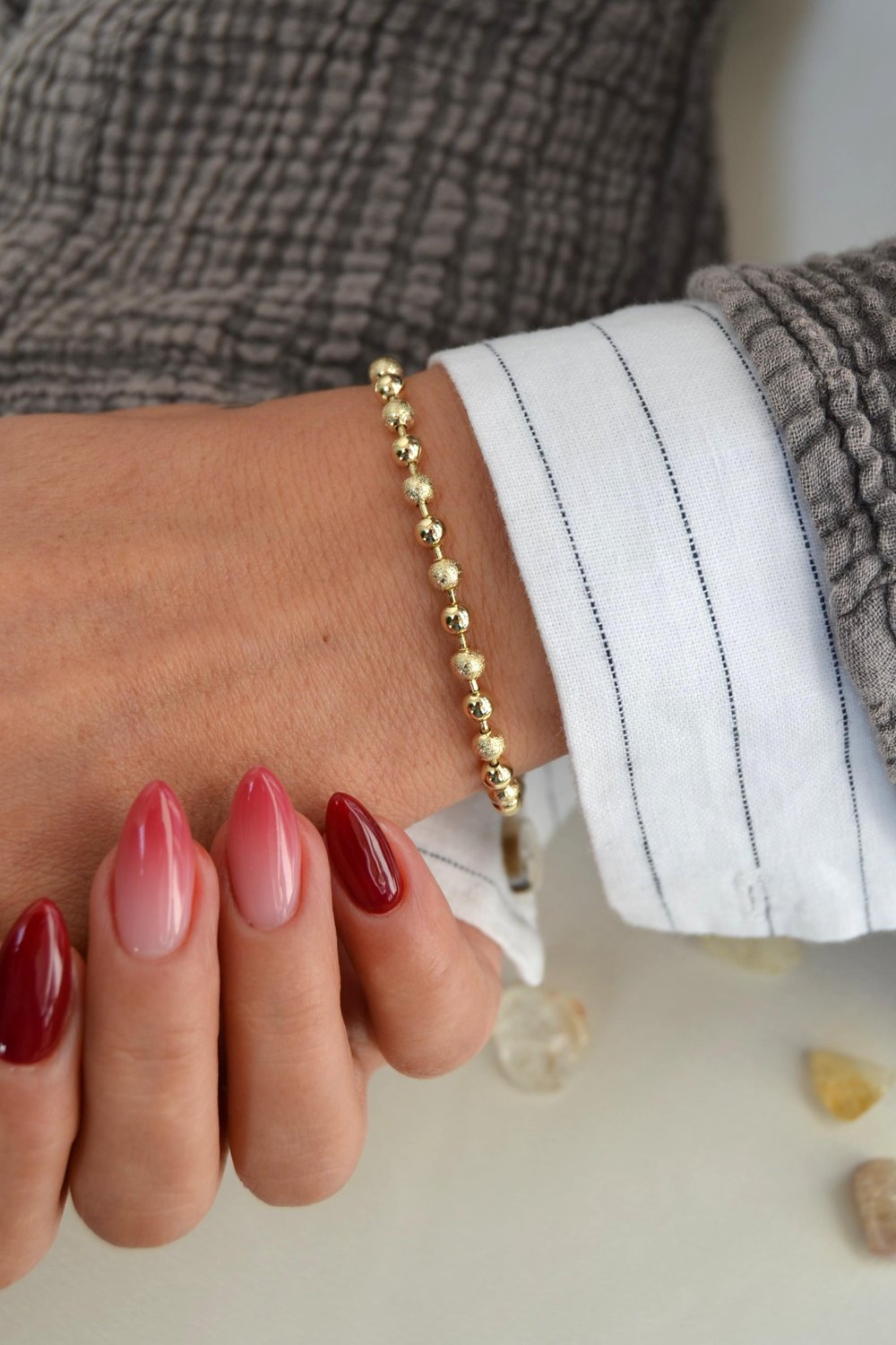 14K Gold Rodyum Kaplama Top Zincir Bileklik