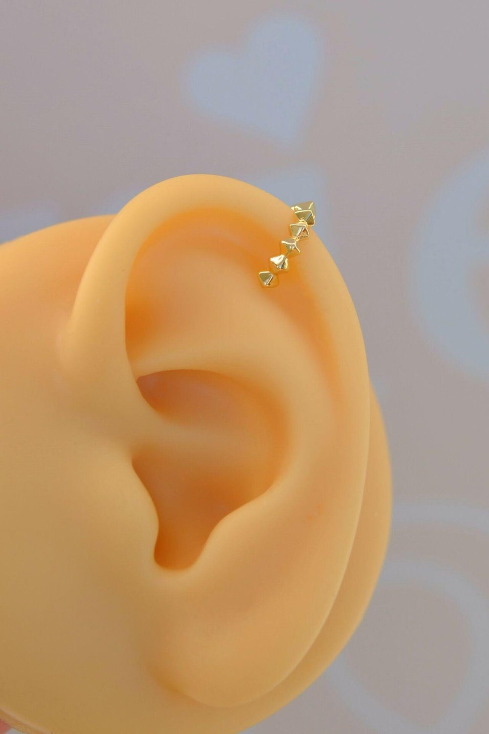 Gold İnce Earcuff Sıkıştırmalı Kıkırdak Küpesi