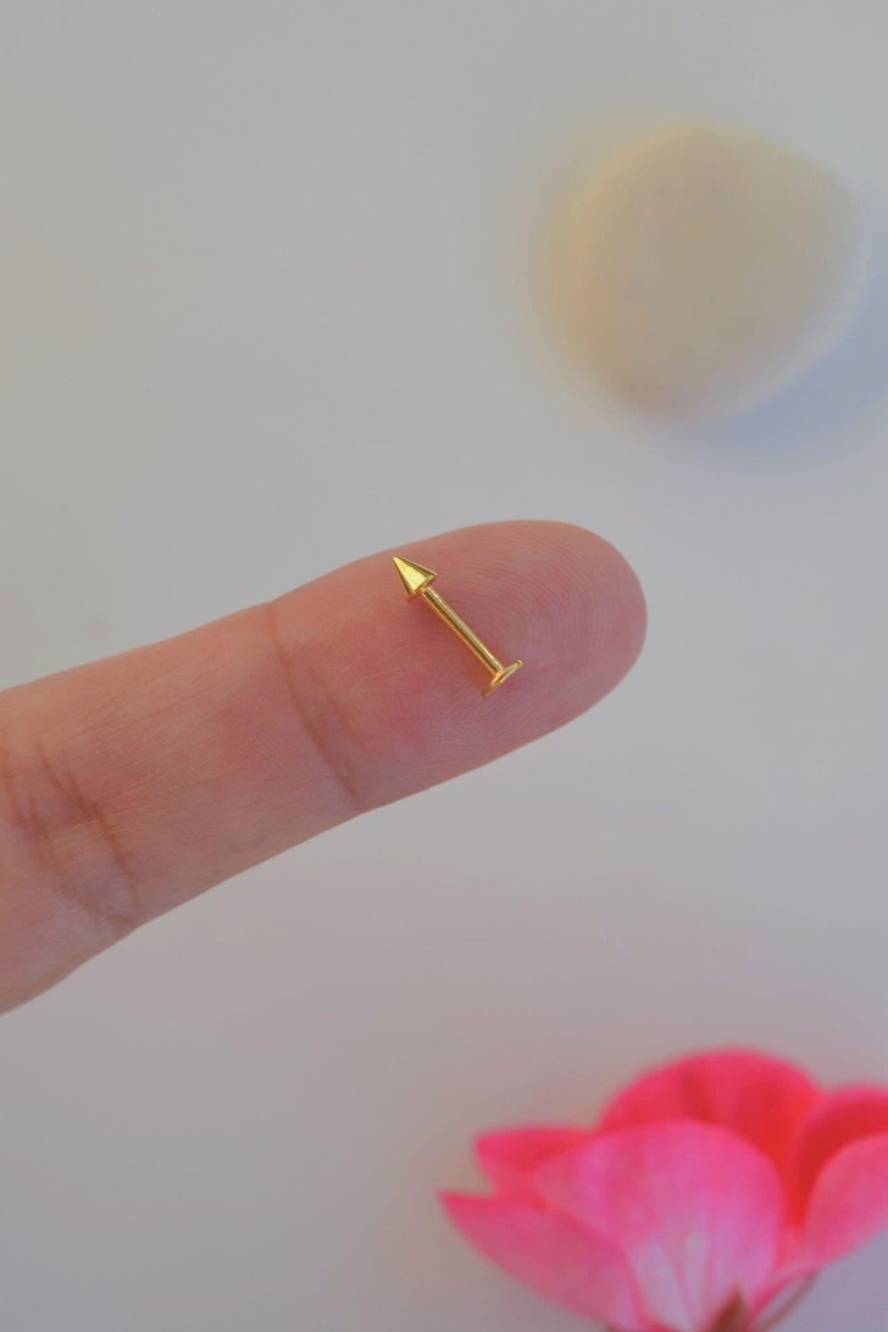 Gold Renk Arkası Düz 316 L Çelik Piercing Tragus Helix Kıkırdak Lob Dudak 8 mm