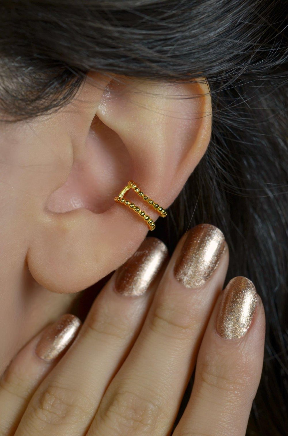 Gold Sıkıştırmalı Kıkırdak Küpesi Earcuff