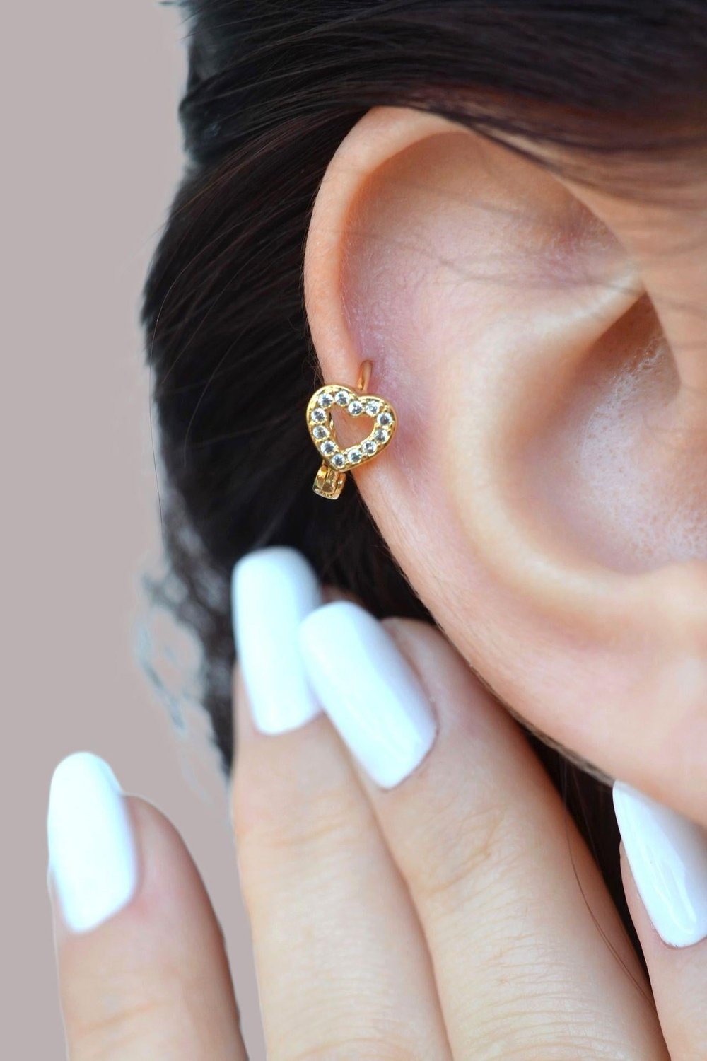 Kalp Model Helix Kıkırdak Tragus Piercing Gold Renk 8 mm