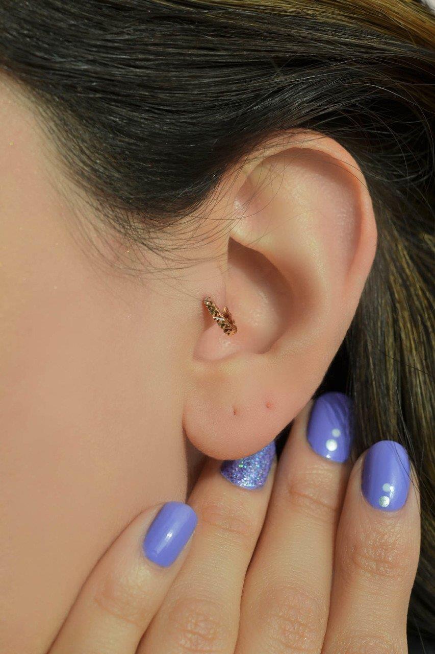 Lazer Kesim Altın Model Halka Tragus Helix Kıkırdak Piercing 6 mm
