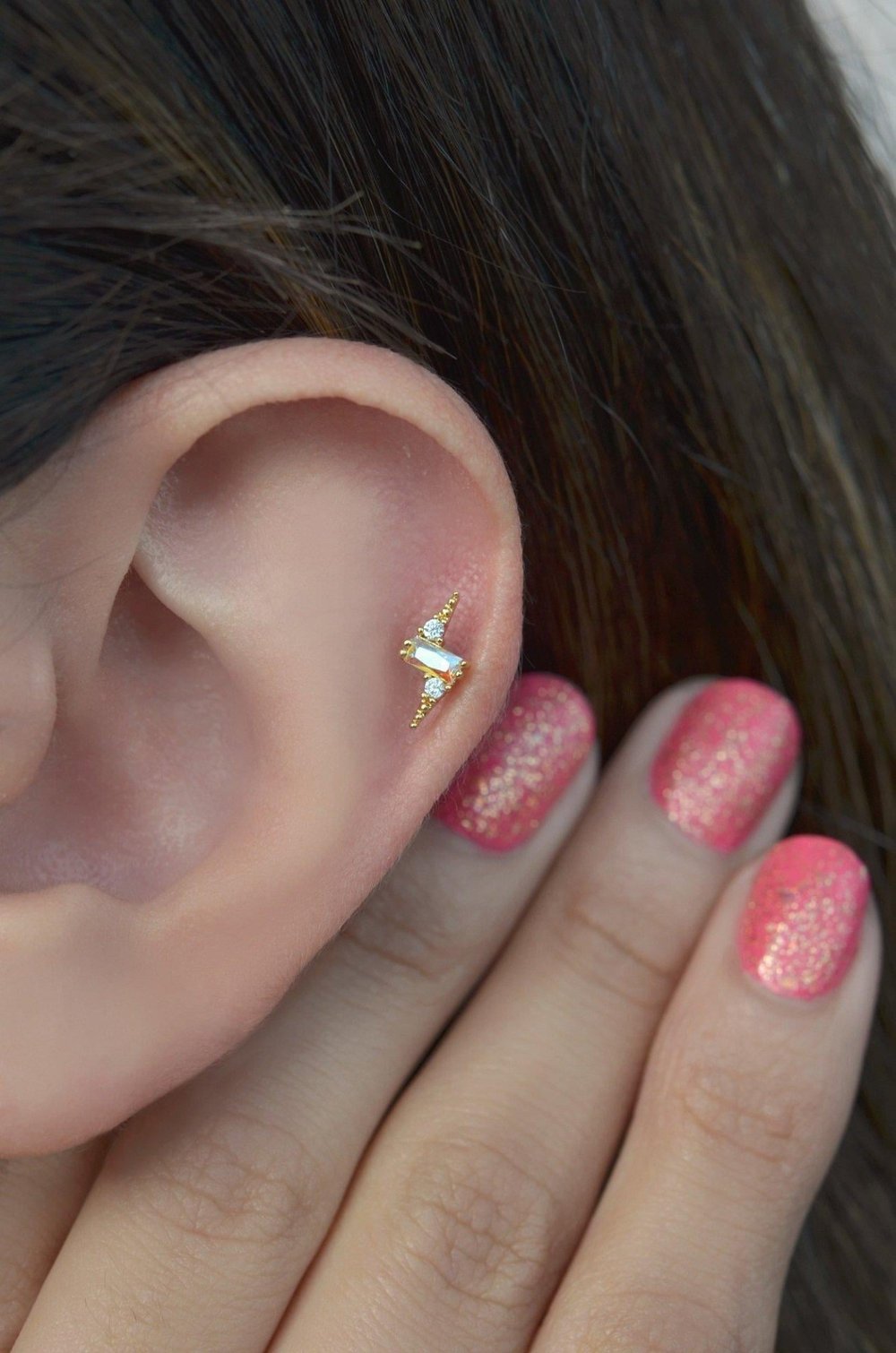 Şimşek Gold Piercing Helix Kıkırdak