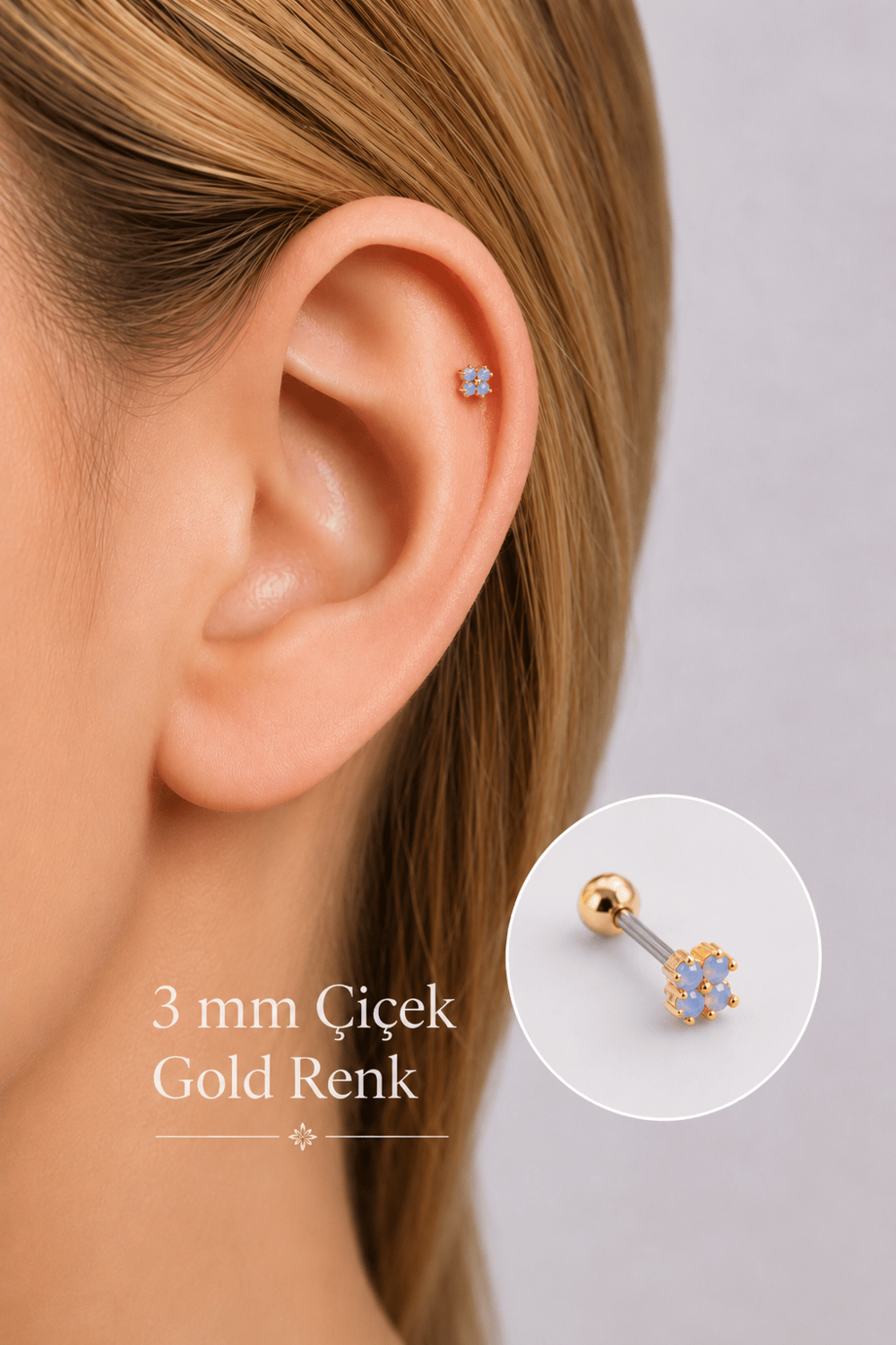 Çok Mini Çiçekli Helix Piercing Tragus Kıkırdak Piercing