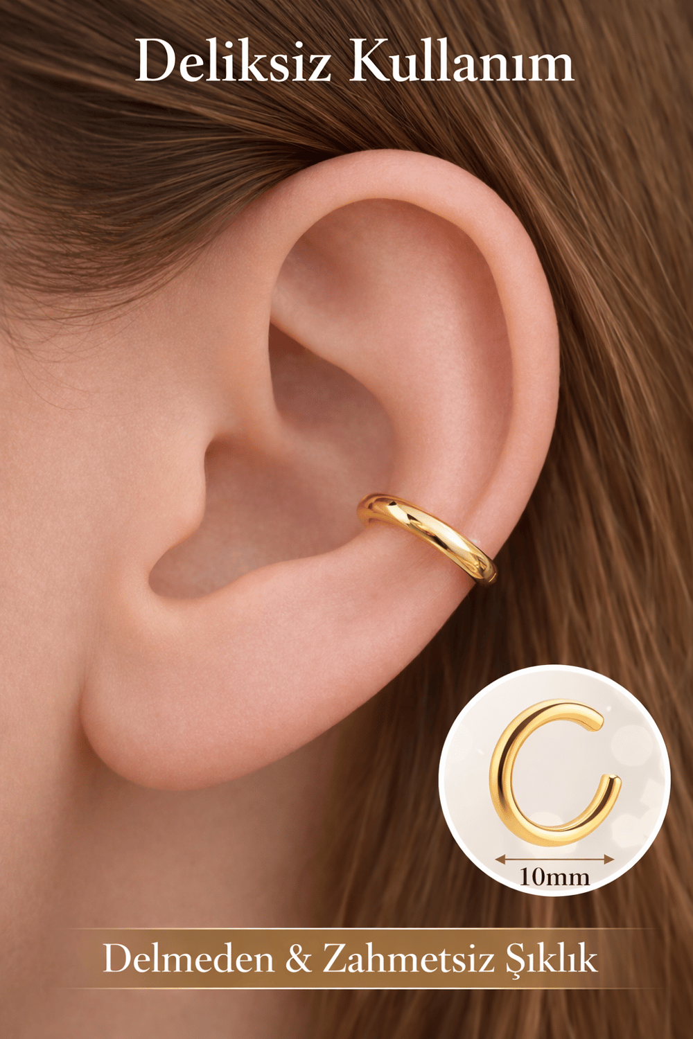 Düz Sıkıştırmalı Kıkırdak Küpesi Earcuff