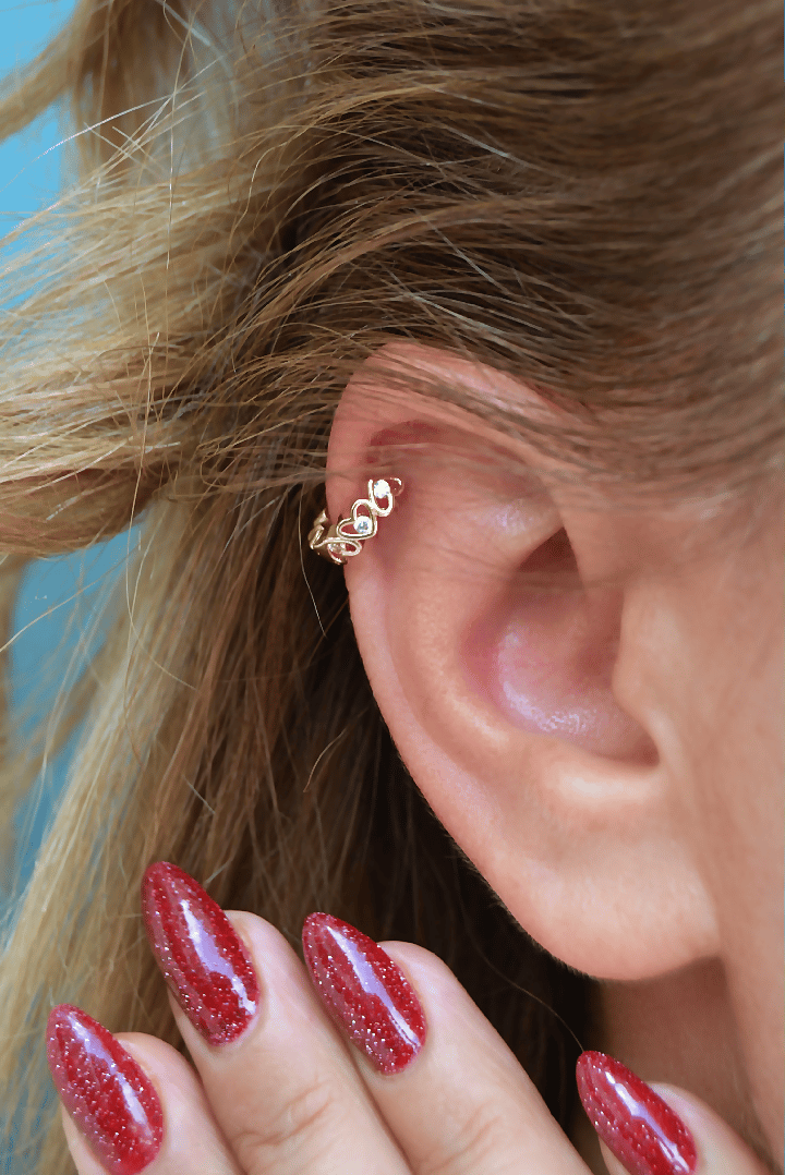 Mini Kalpli Halka Helix Piercing Kıkırdak Forward Helix Lob