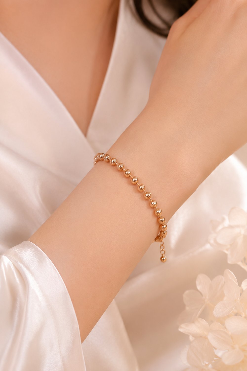 Rose Gold Dorika Topçuklu Kadın Bileklik 16 cm + 3 cm