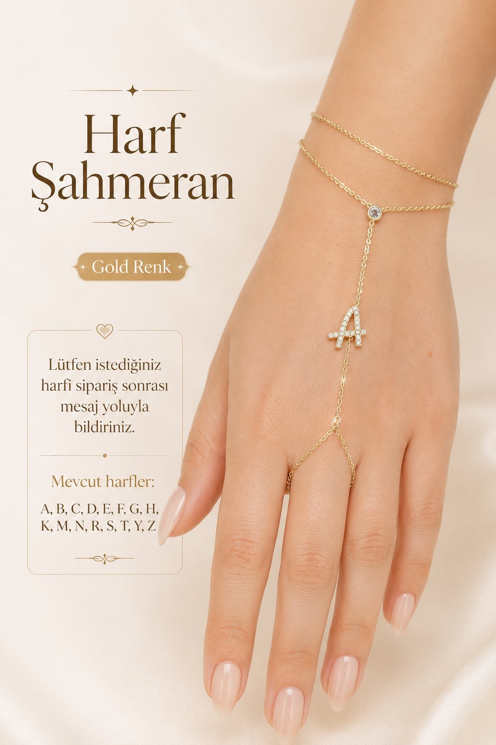 Zirkon Taşlı Harfli Şahmeran Bileklik