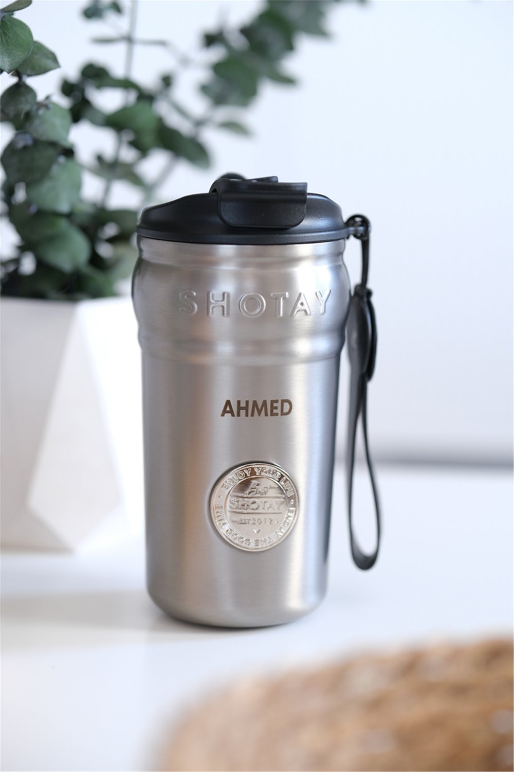 Kişiye Özel 420 ml Gümüş Paslanmaz Çelik Kahve Termosu