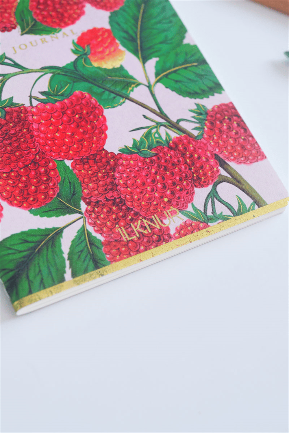 Kişiye Özel Ahududu Desenli A5 Çizgili Defter
