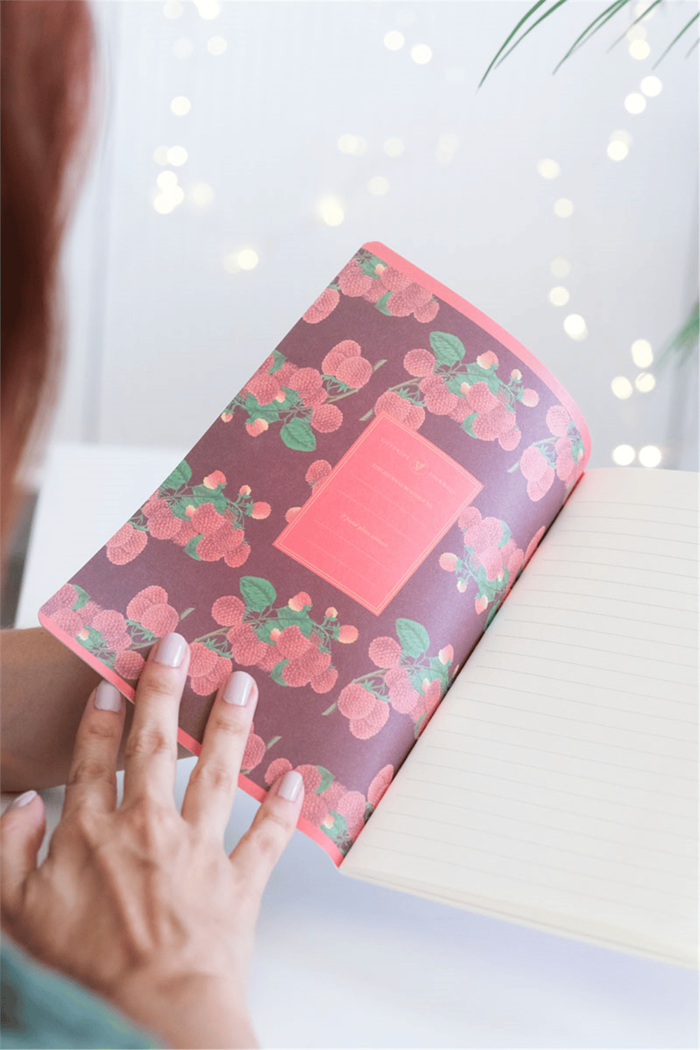Kişiye Özel Ahududu Desenli A5 Çizgili Defter