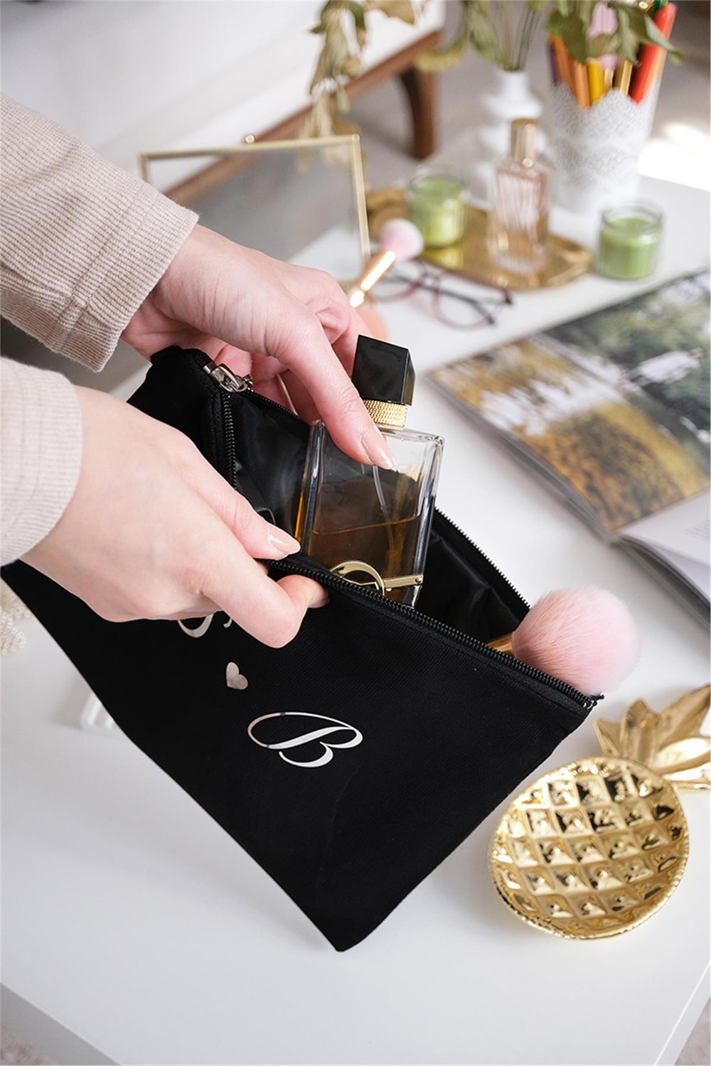 Kişiye Özel Siyah Renk Clutch Çanta