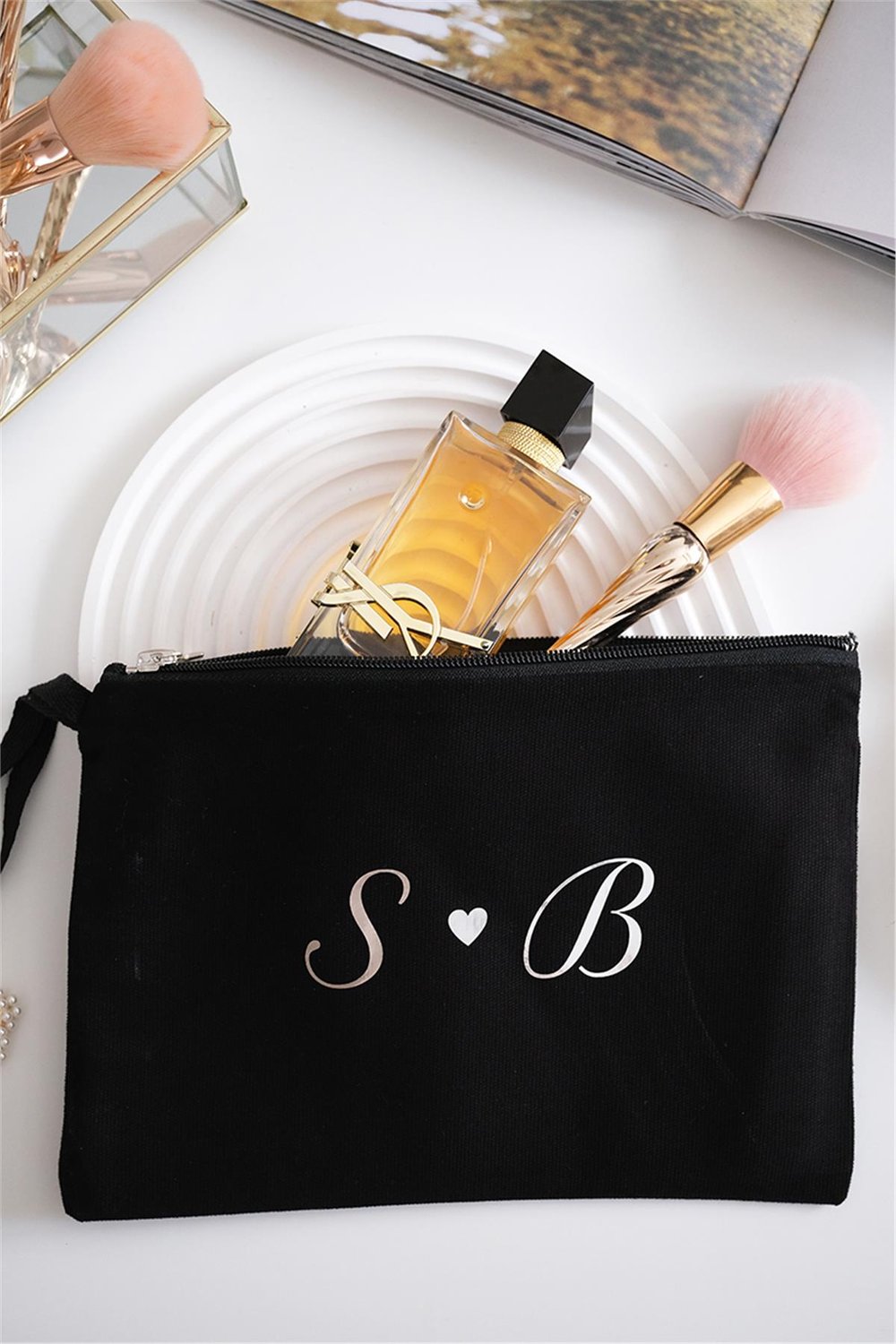 Kişiye Özel Siyah Renk Clutch Çanta