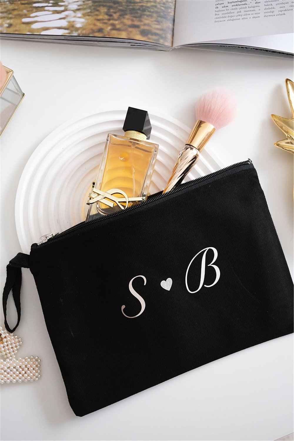 Kişiye Özel Siyah Renk Clutch Çanta