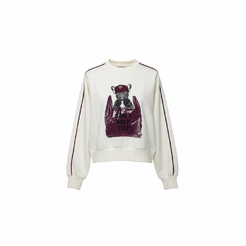 Kız Çocuk Köpek Baskılı Ekru Sweat
