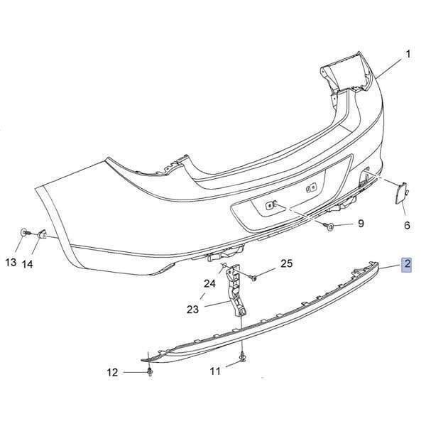 Opel Astra J Sedan Arka Tampon Alt Bakaliti Sensörsüz Orijinal Psa 13353299
