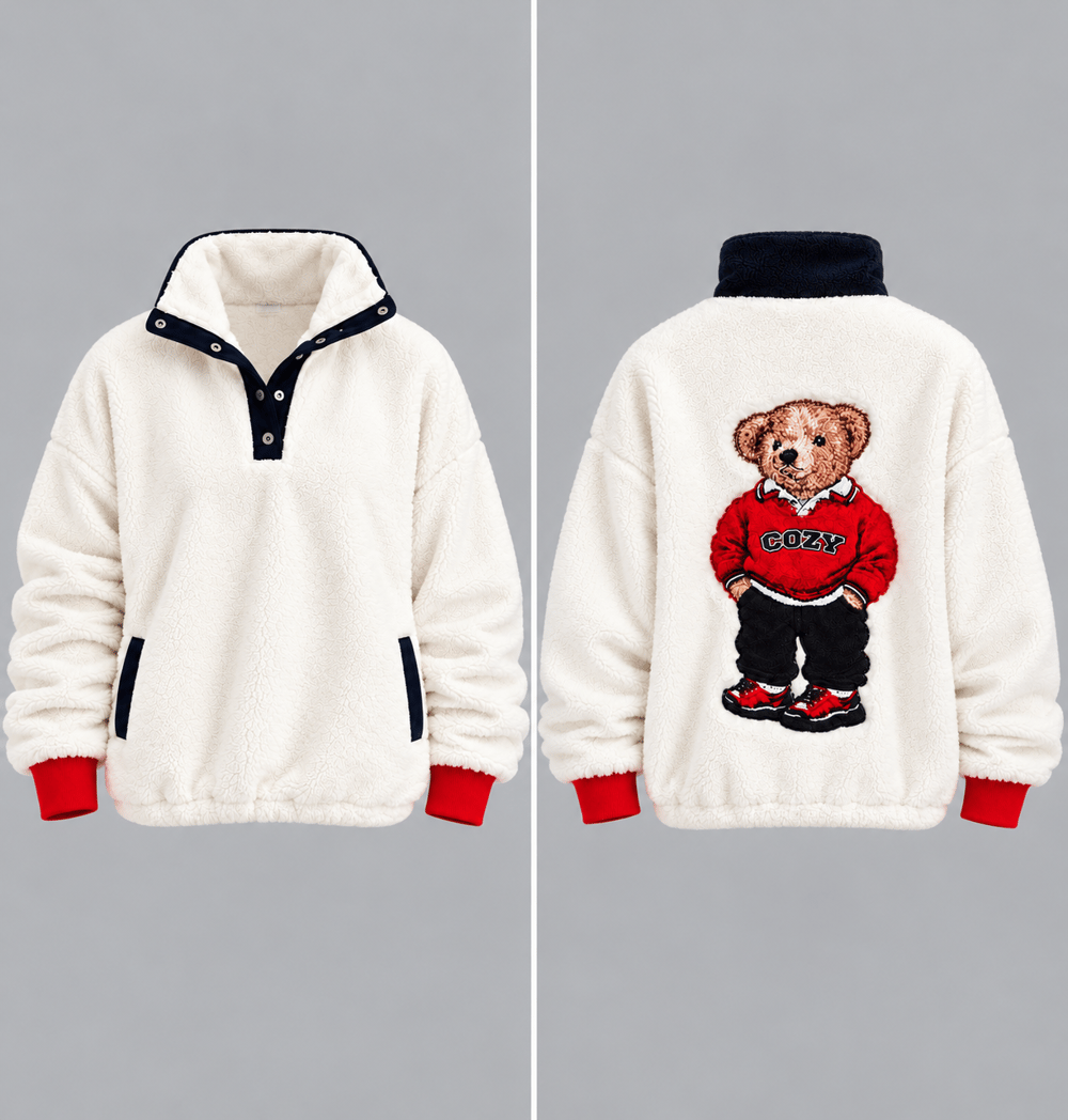 Sırtı Baskılı Peluş Polar Sweat