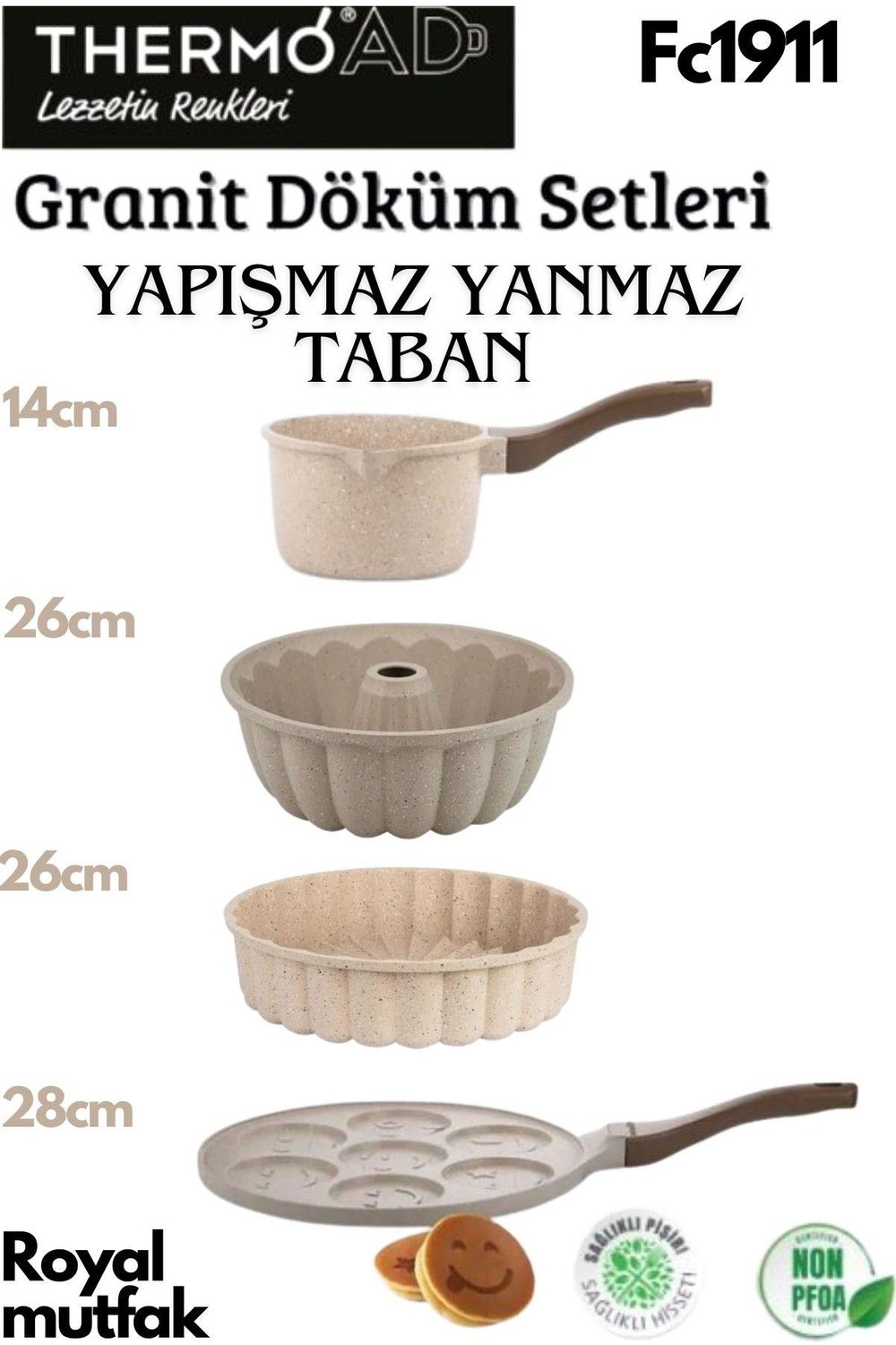 ThermoadThermoad 4'Lü Vizon Set (Sosluk&Sütlük-Kek Kalıbı-Tart Kalıbı-Emojili Pankek Tavası)