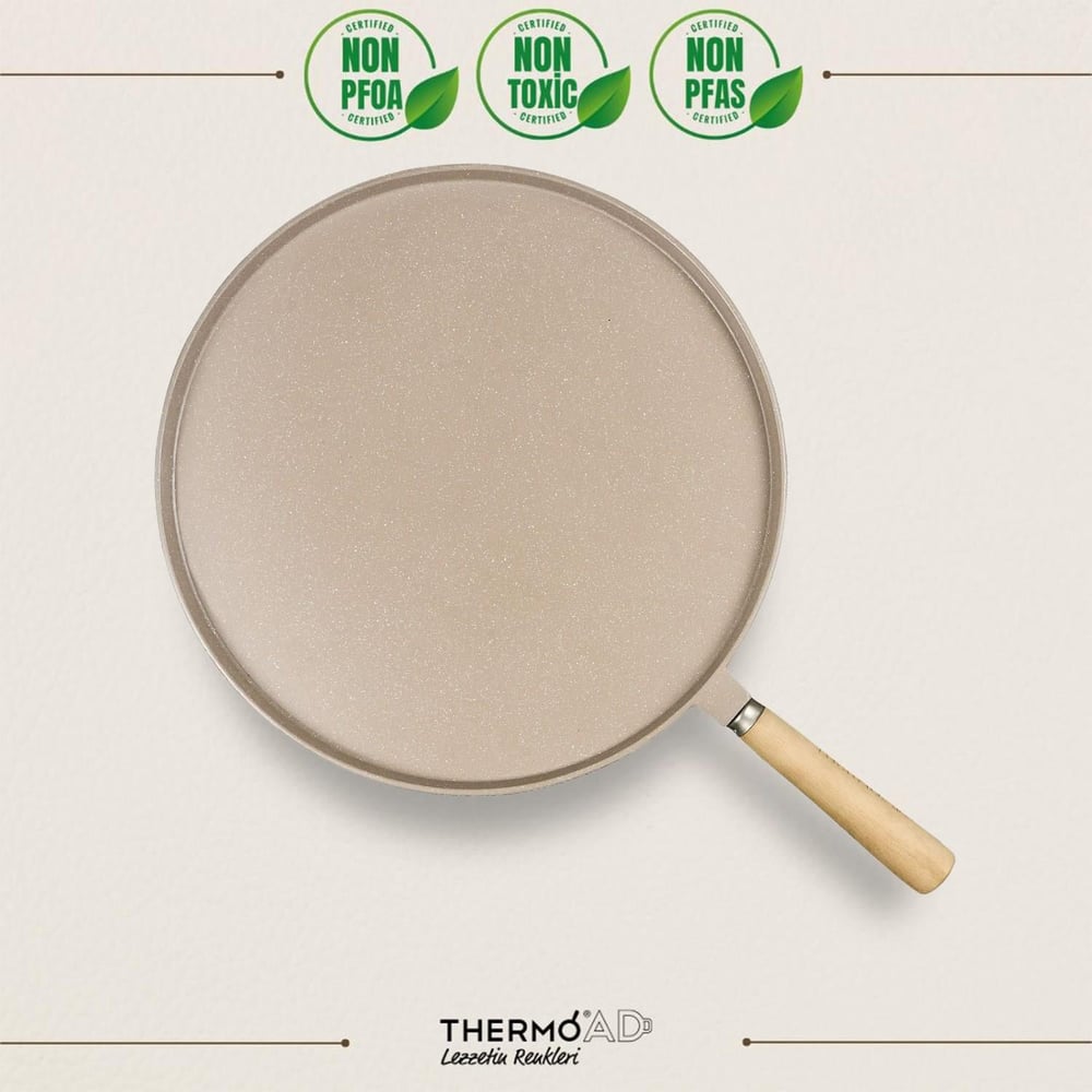 ThermoadThermoad Granit Döküm Ahşap Saplı Vizon Gözleme Tavası 36 Cm