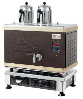 Ateşe TCSGE04 Titanium Compact Akıllı Dijital Gazlı ve Elektrikli 4 Demlikli Çay Kazanı Statik