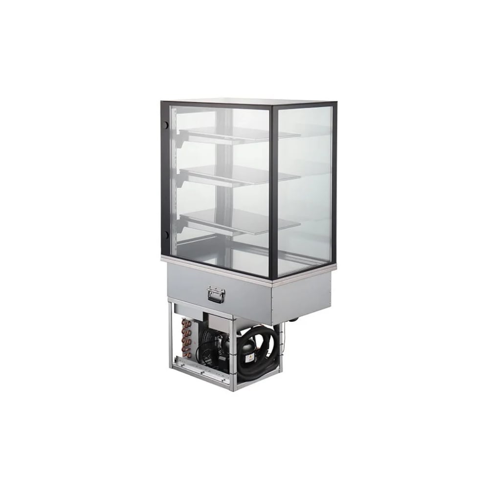 DST-260L  Fanlı Soğutma, LED Aydınlatmalı, 4 Tarafı Cam, 260 Litre Pasta Teşhir Dolabı