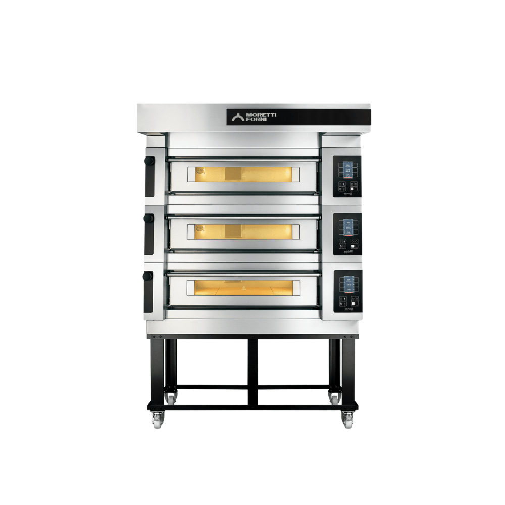 Moretti Forni S100ES-151515-S – Steel Serisi | 3x15 cm Taş Tabanlı Elektrikli Pizza Fırını (Alt Standlı)