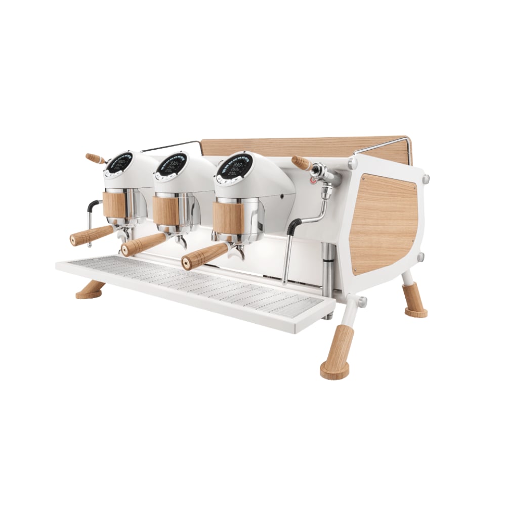 Sanremo Café Racer Custom White Wood Slim, 3 Gruplu Espresso Kahve Makinesi Otomatik Dozaj Ayarlı Multiboiler Espresso Kahve Makinesi 
