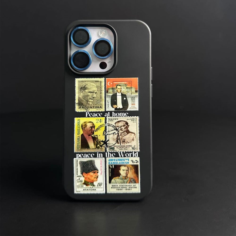 İphone Atatürk Posta Pulu Baskılı Tüm Model Şeffaf Kılıflar