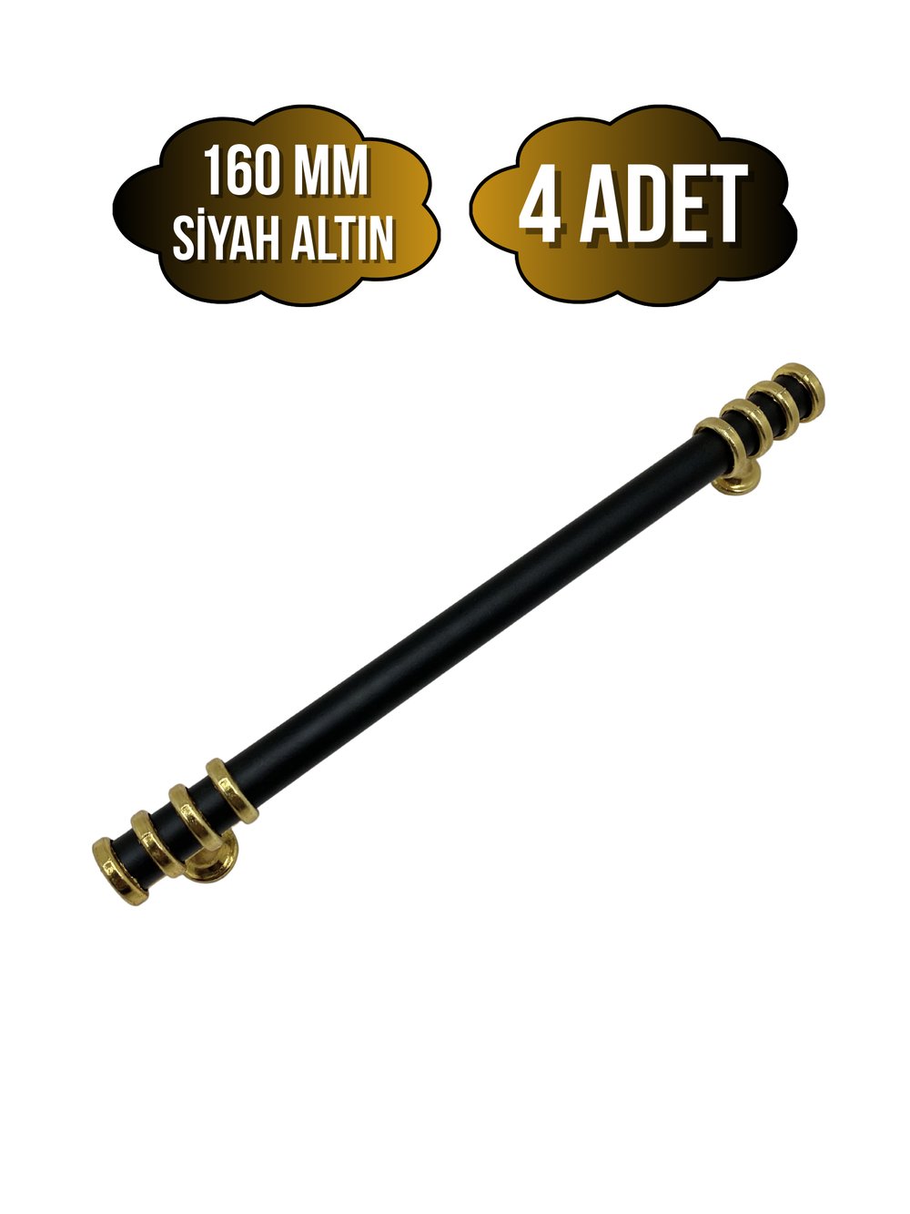 Detay Boru Siyah Altın Dolap Kulpu Mobilya ve Mutfak Dolap Kulpu(SİYAH - ALTIN)(160MM)