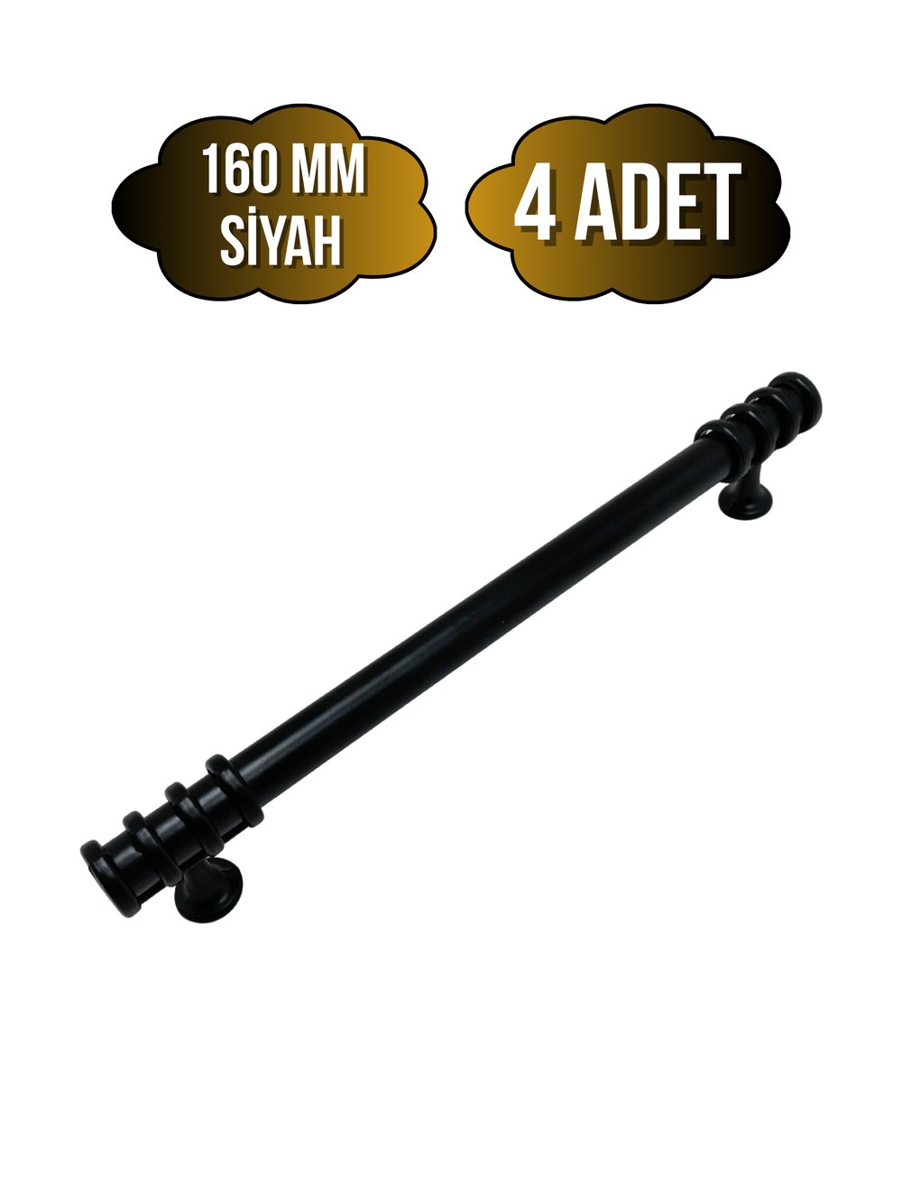 Detay Boru Siyah Desenli Dolap Kulpu Mobilya ve Mutfak Dolap Kulpu(SİYAH)(160MM)